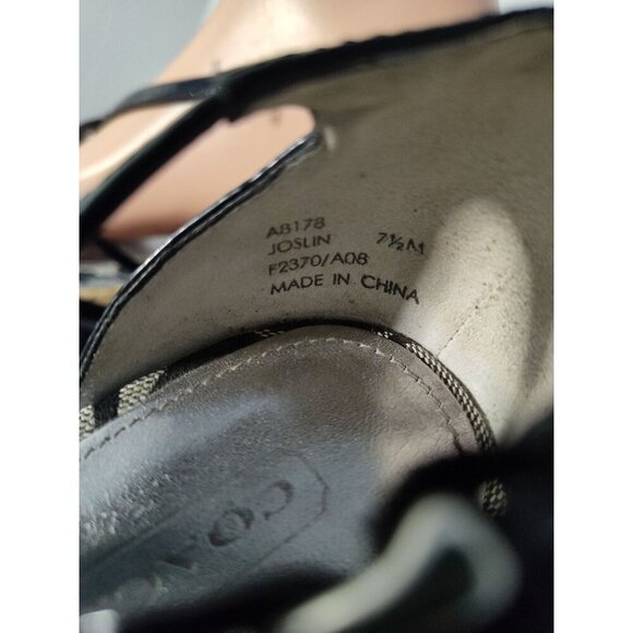 COACH Black logo JOSLIN Strappy wedge Shoe Size 7.5 - Picture 7 of 16
